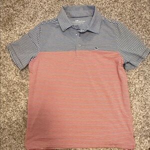 Vineyard Vines Blue and Pink Striped Polo